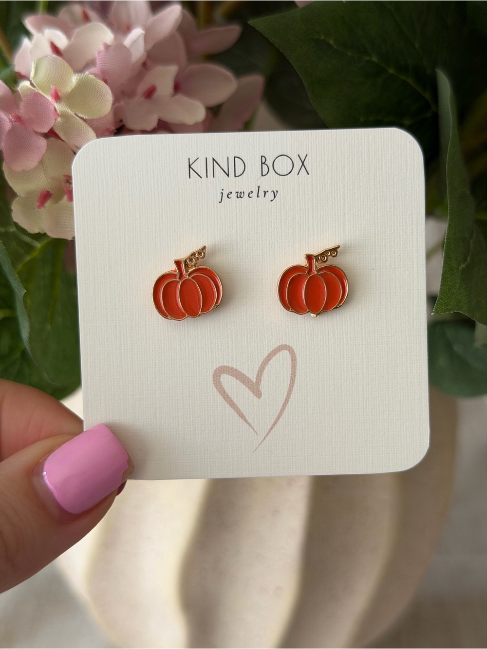Kind Box Jewelry Pumpkin Stud Earrings in Orange